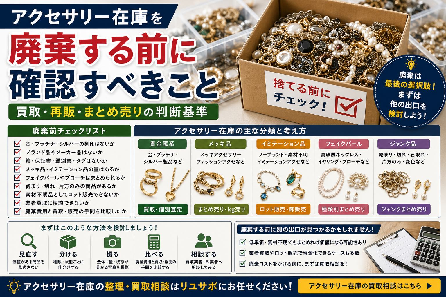 アクセサリー在庫を廃棄する前に確認すべきこと