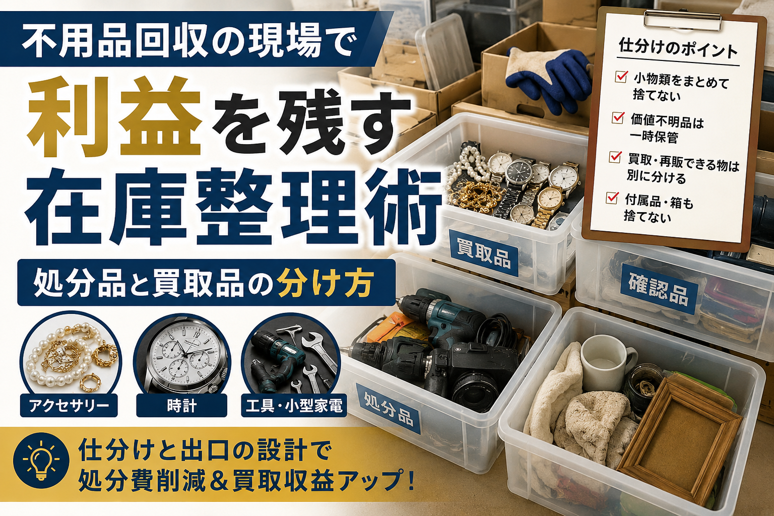 不用品回収の現場で利益を残す在庫整理術