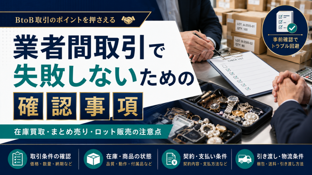 業者間取引で失敗しないための確認事項