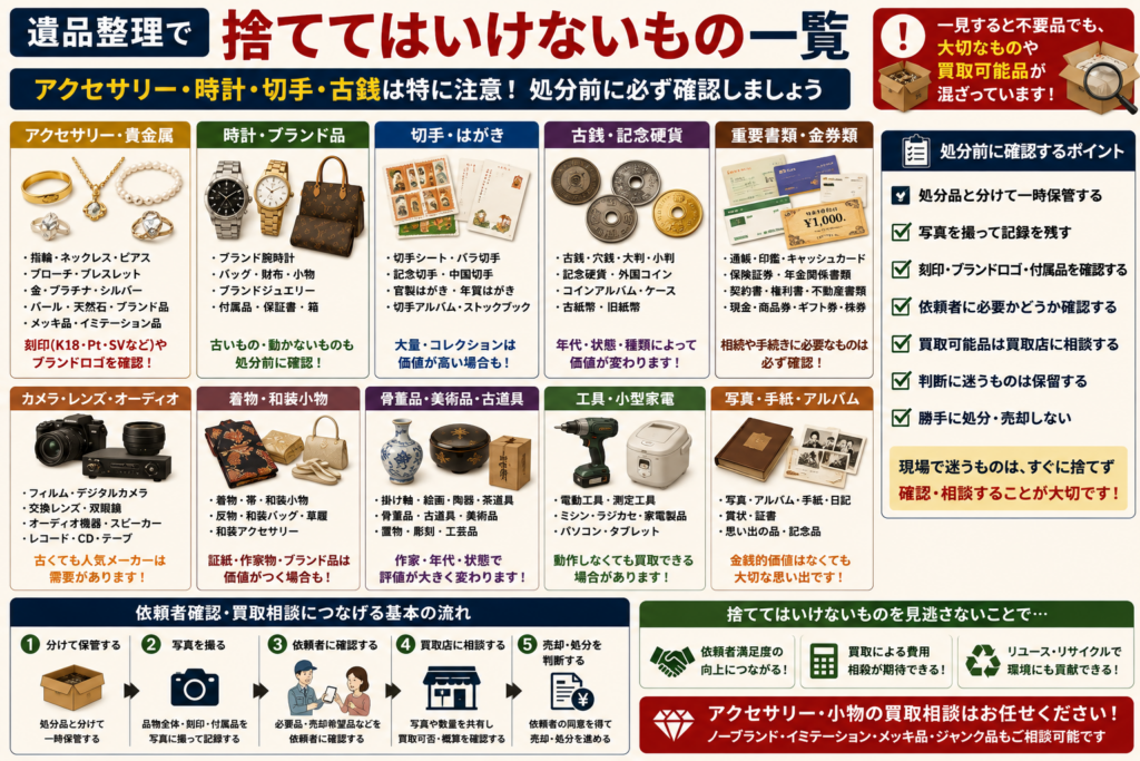 遺品整理で捨ててはいけないもの一覧
