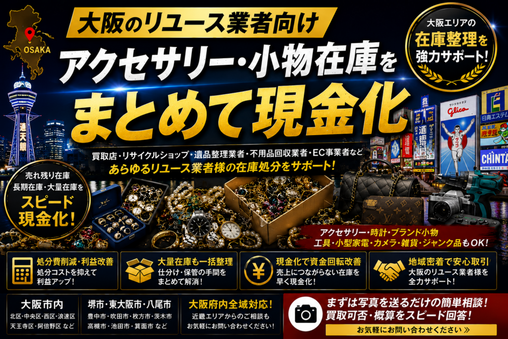 大阪の買取店・リサイクルショップ向け在庫処分相談