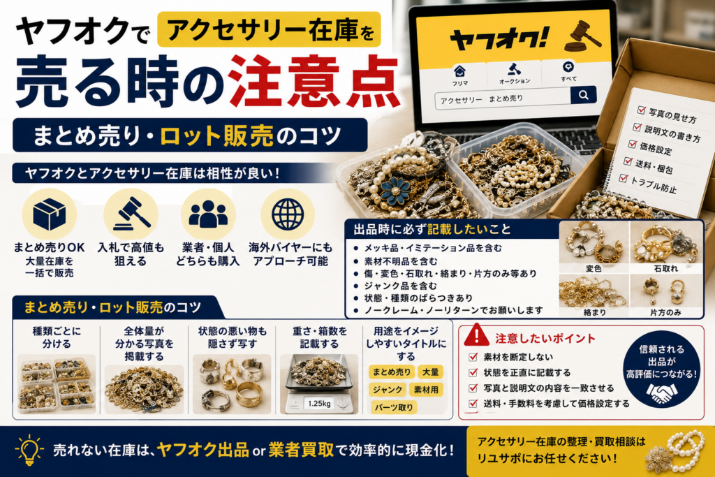 ヤフオクでアクセサリー在庫を売る時の注意点