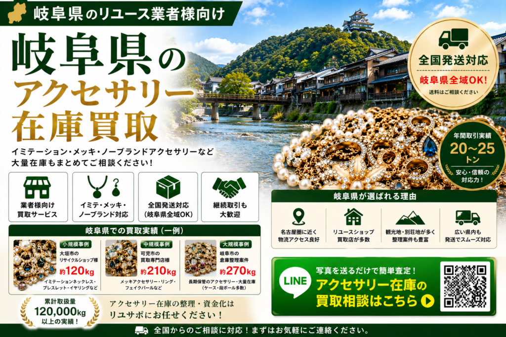 岐阜県のアクセサリー在庫買取 業者向け 全国発送対応