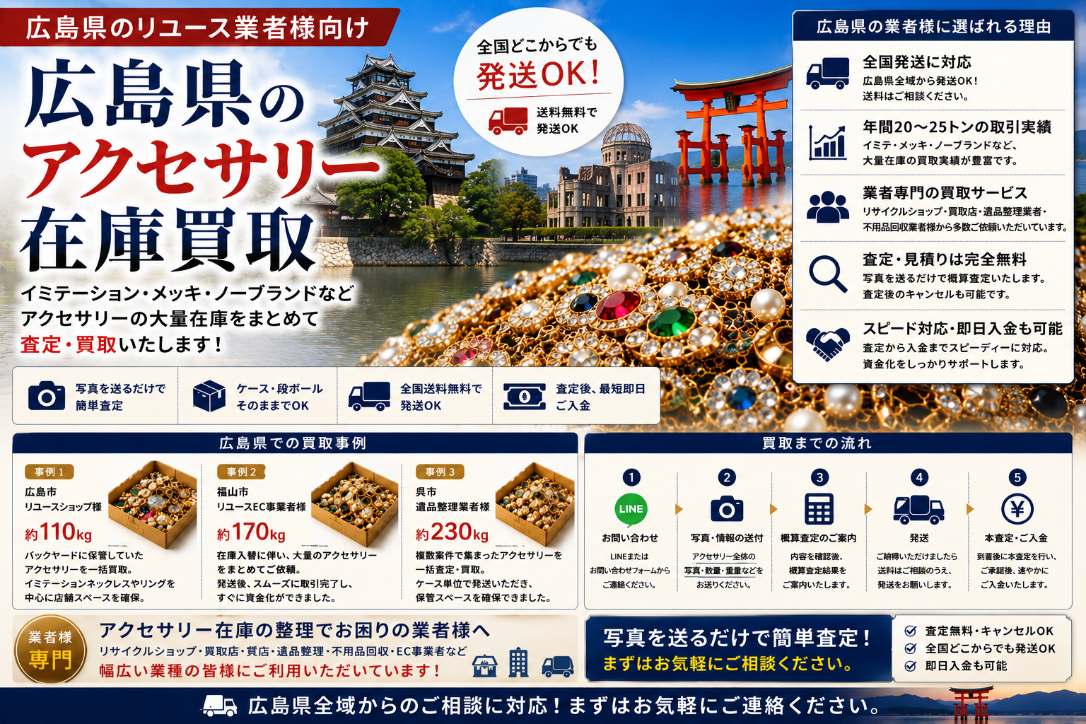 広島県のアクセサリー在庫買取 業者向け 全国発送対応