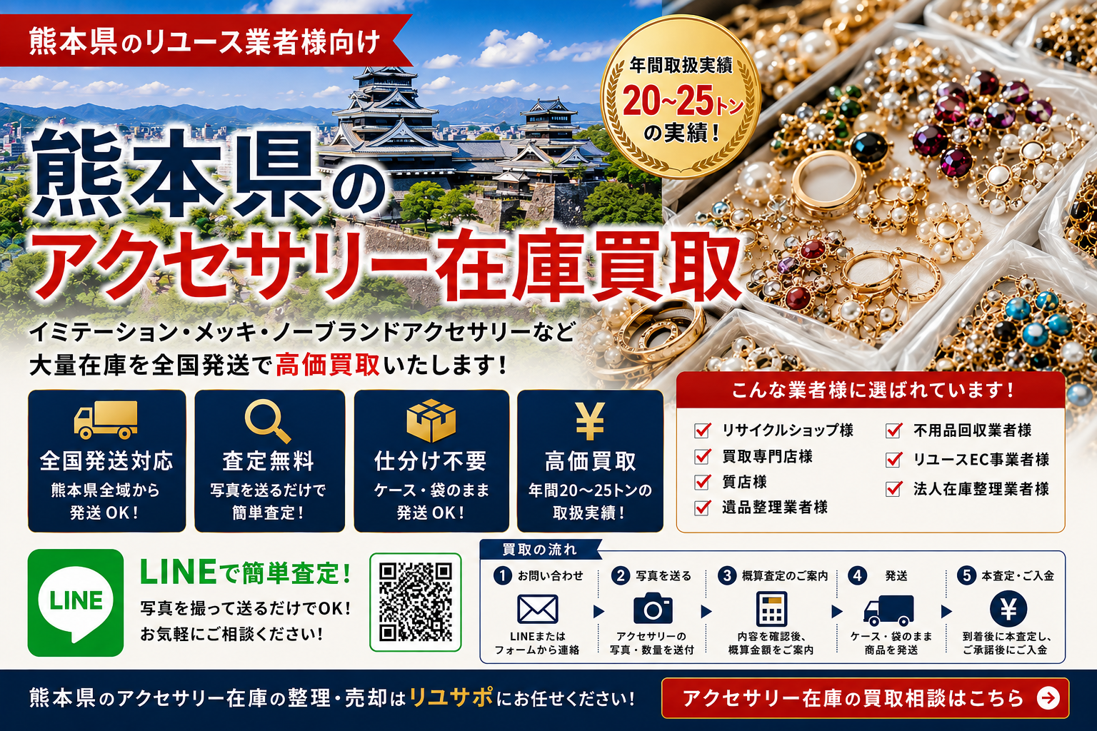 熊本県のアクセサリー在庫買取|イミテーション・メッキ・ノーブランドアクセサリー大量買取