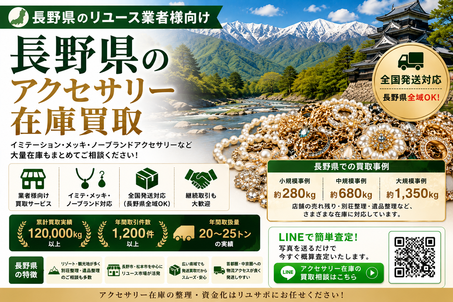 長野県のアクセサリー在庫買取 業者向け 全国発送対応