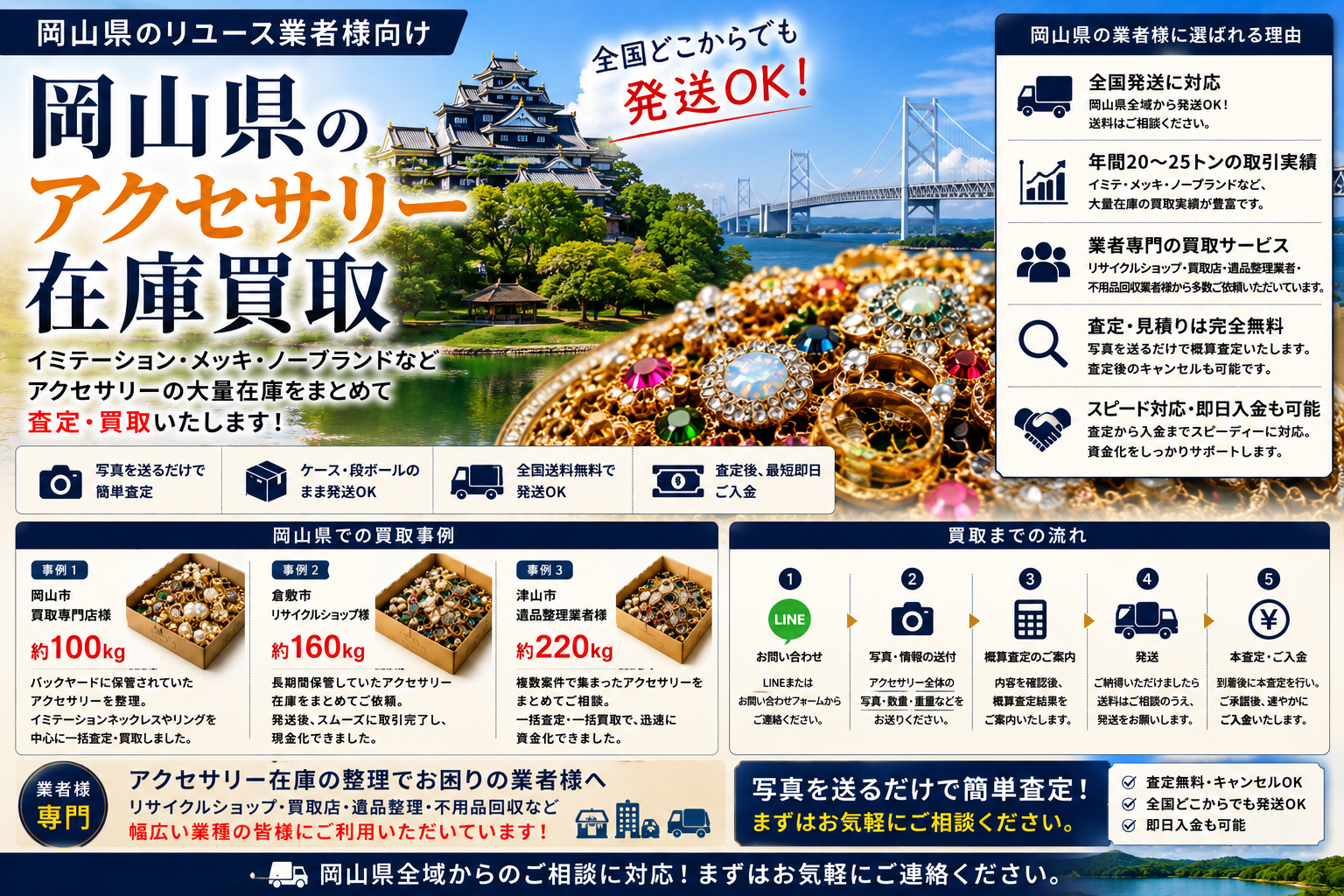 岡山県のアクセサリー在庫買取 業者向け 全国発送対応