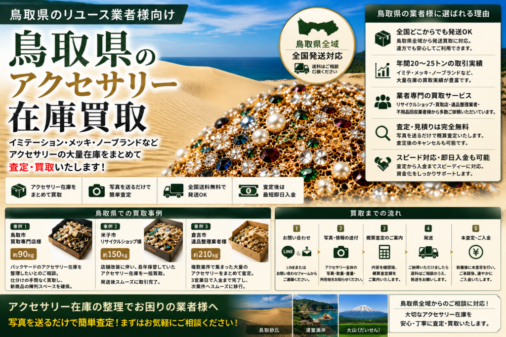 鳥取県のアクセサリー在庫買取 業者向け 全国発送対応