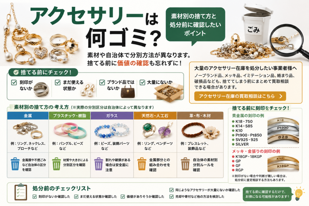 アクセサリーは何ゴミか素材別の捨て方と処分方法を解説するイメージ