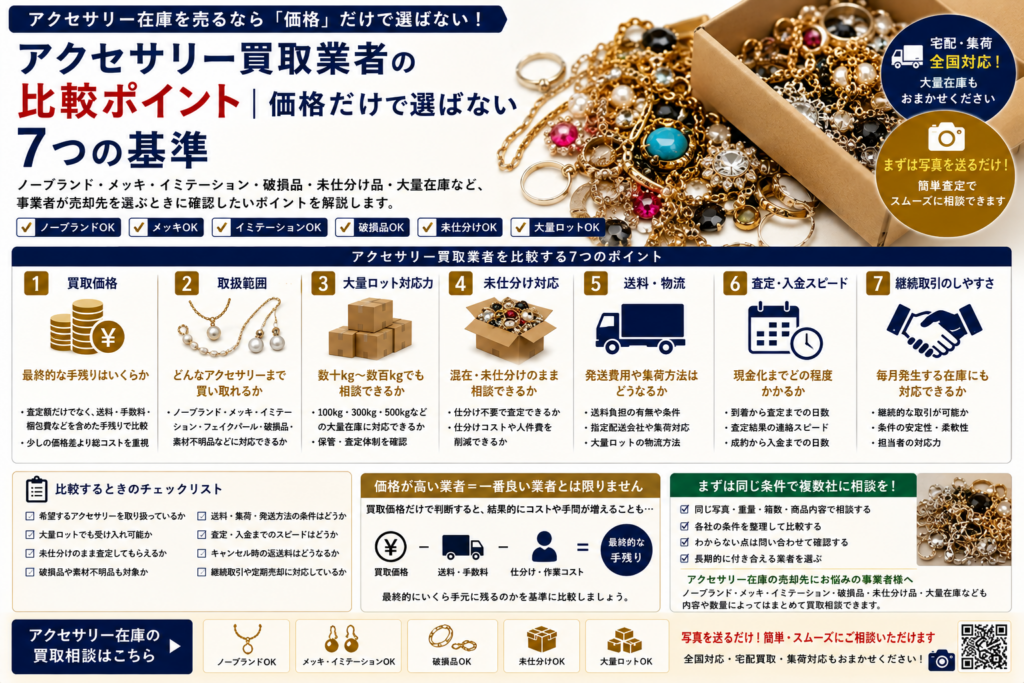 アクセサリー買取業者を比較するときの価格以外の7つの基準