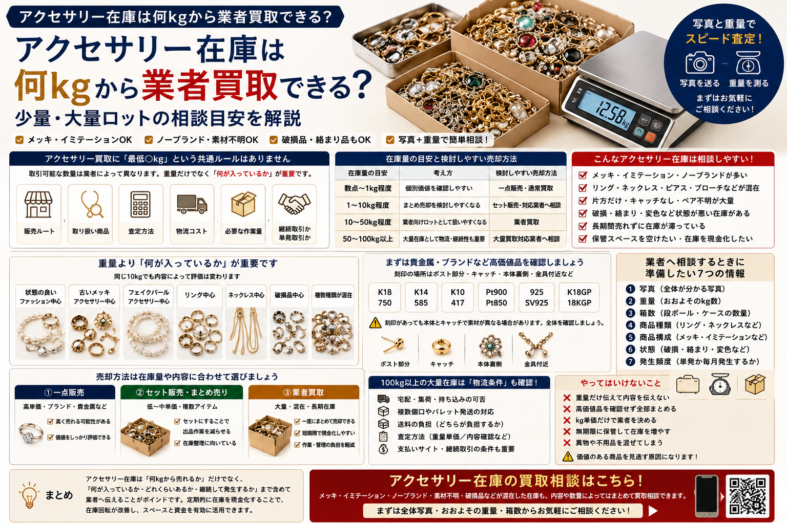 アクセサリー在庫は何kgから業者買取できるか重量と数量の目安を解説