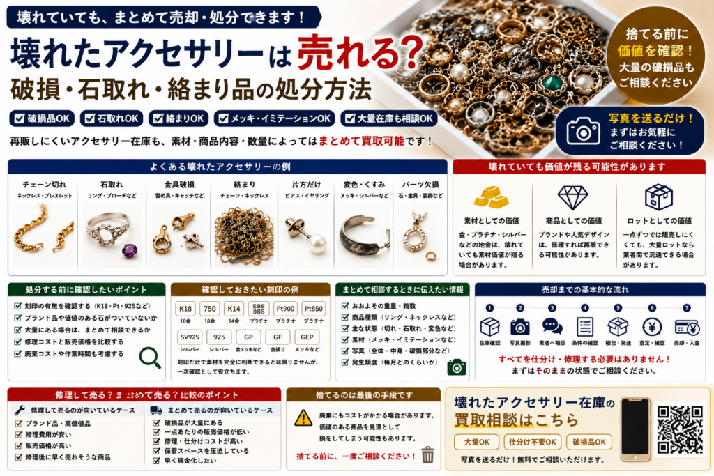 壊れたアクセサリーや石取れ・絡まり・破損品をまとめて処分する方法