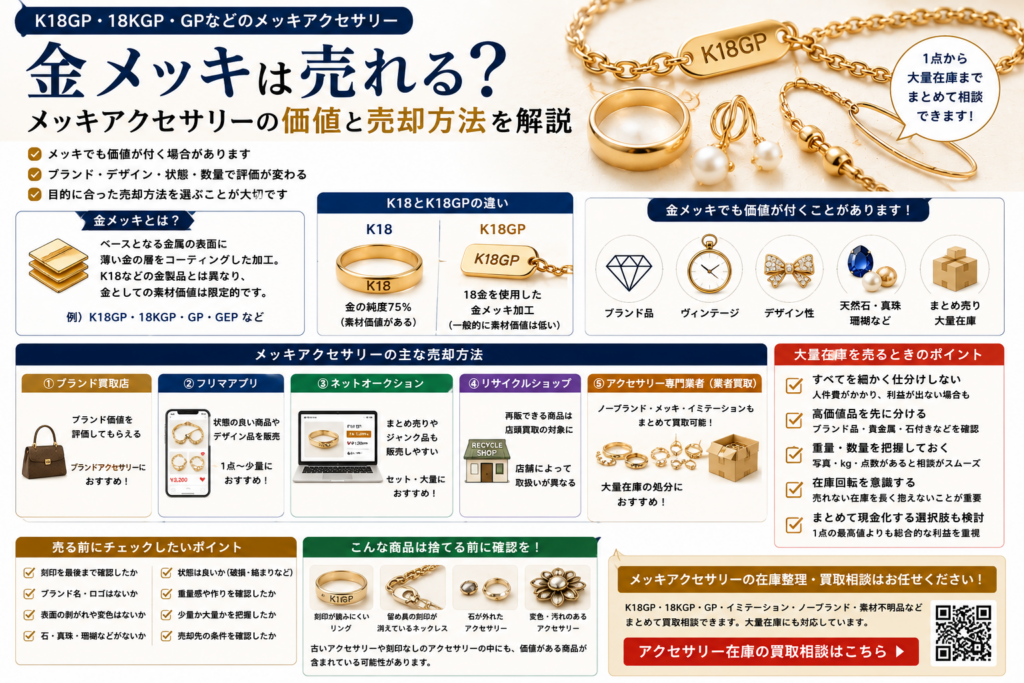 金メッキやメッキアクセサリーの価値と売却方法