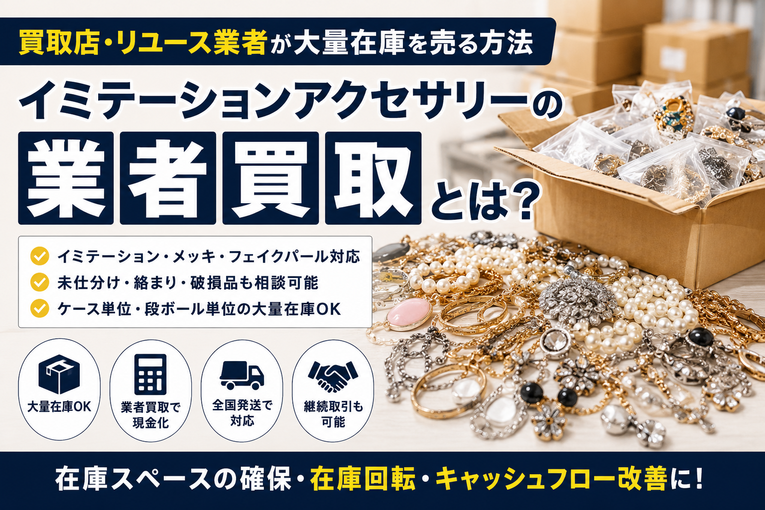 イミテーションアクセサリーの業者買取と大量在庫の売却方法