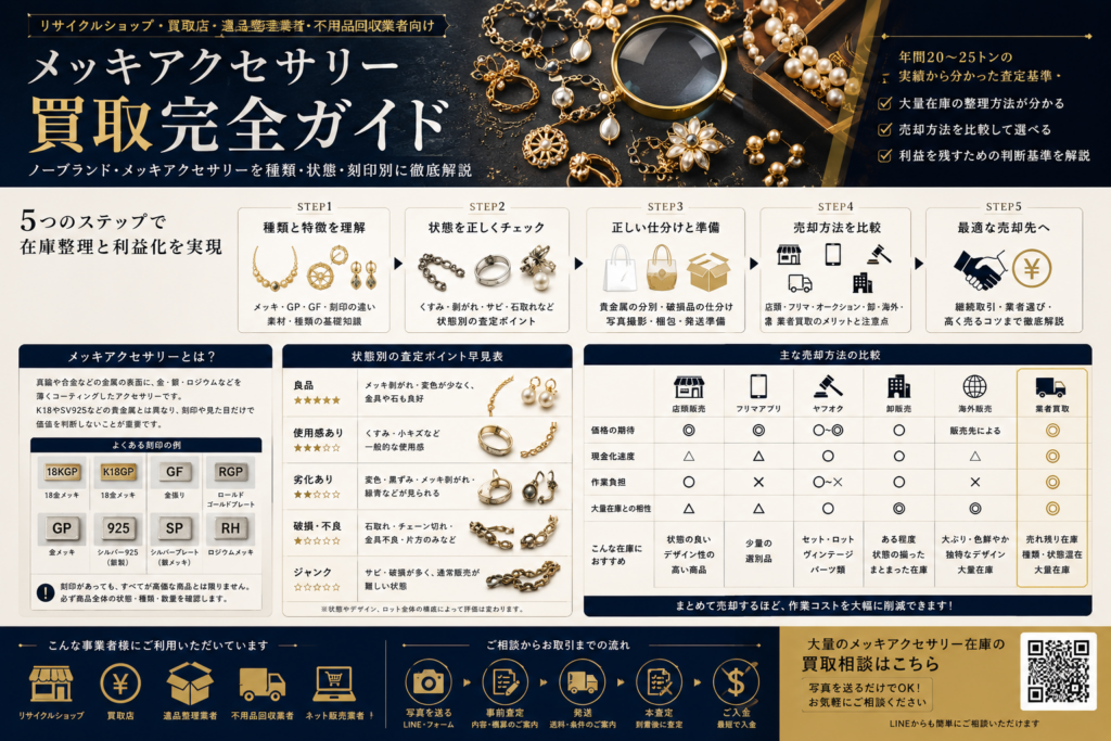 メッキアクセサリー買取完全ガイド｜相場・刻印・大量在庫の売却方法