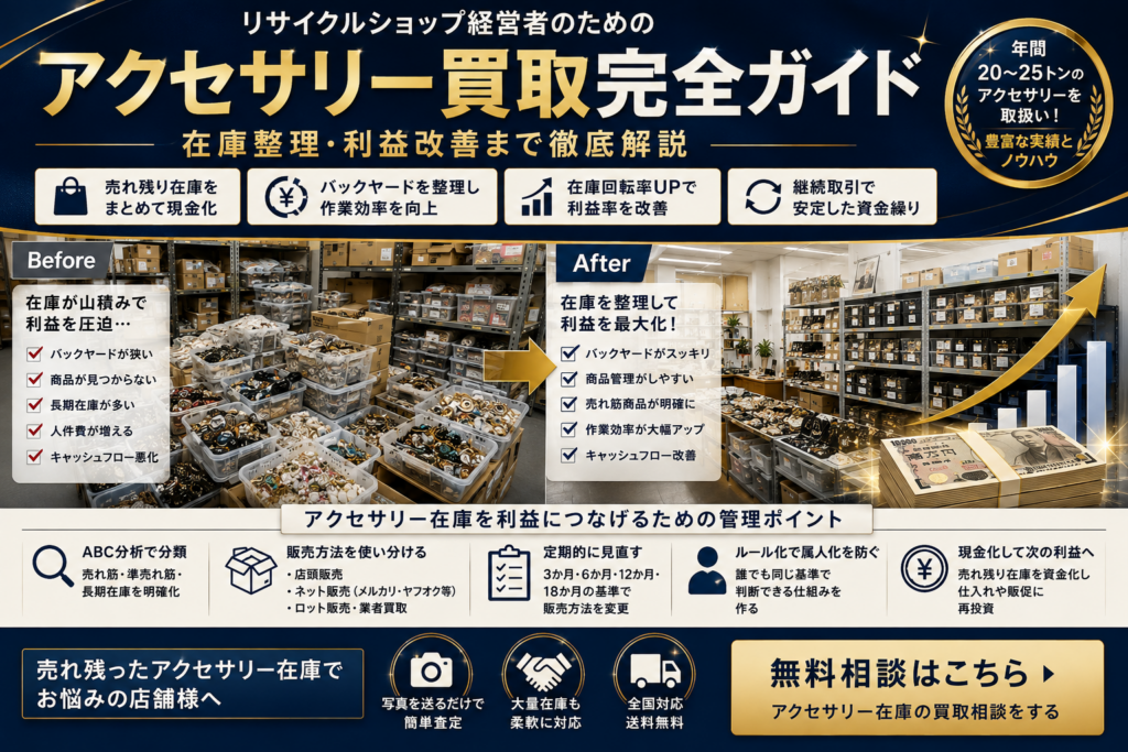 リサイクルショップのアクセサリー買取完全ガイド｜在庫整理と利益改善を徹底解説