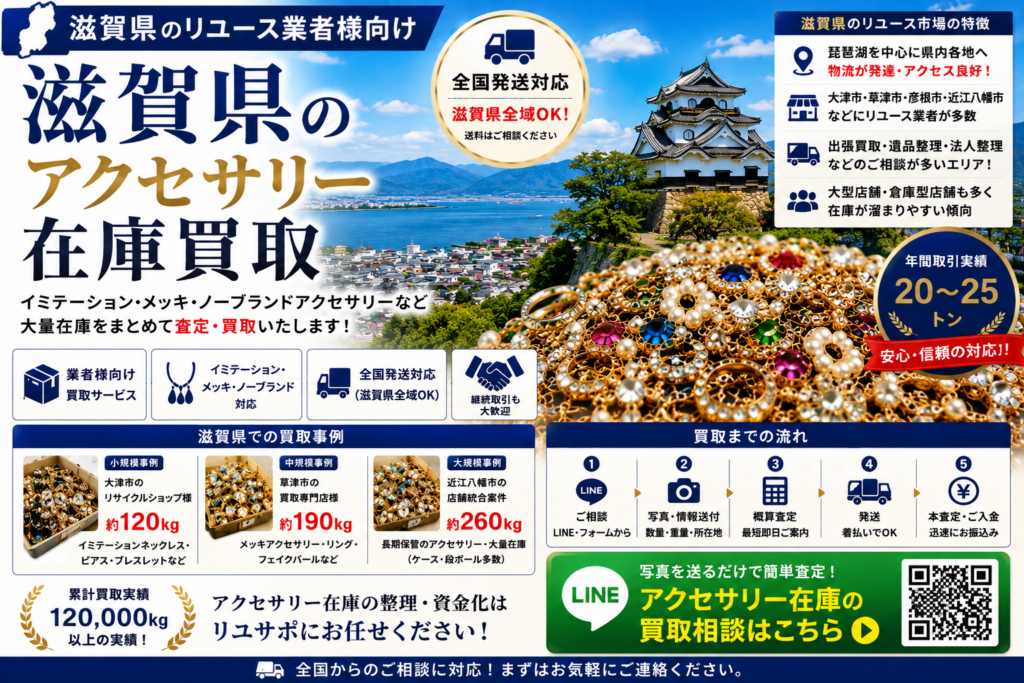 滋賀県のアクセサリー在庫買取 業者向け 全国発送対応
